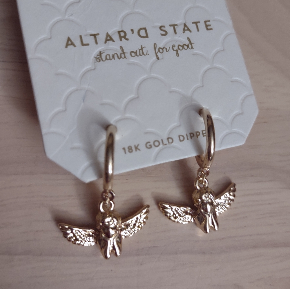 Altar'd State Angel Cherub 18k Gold-dipped Charm Earrings
